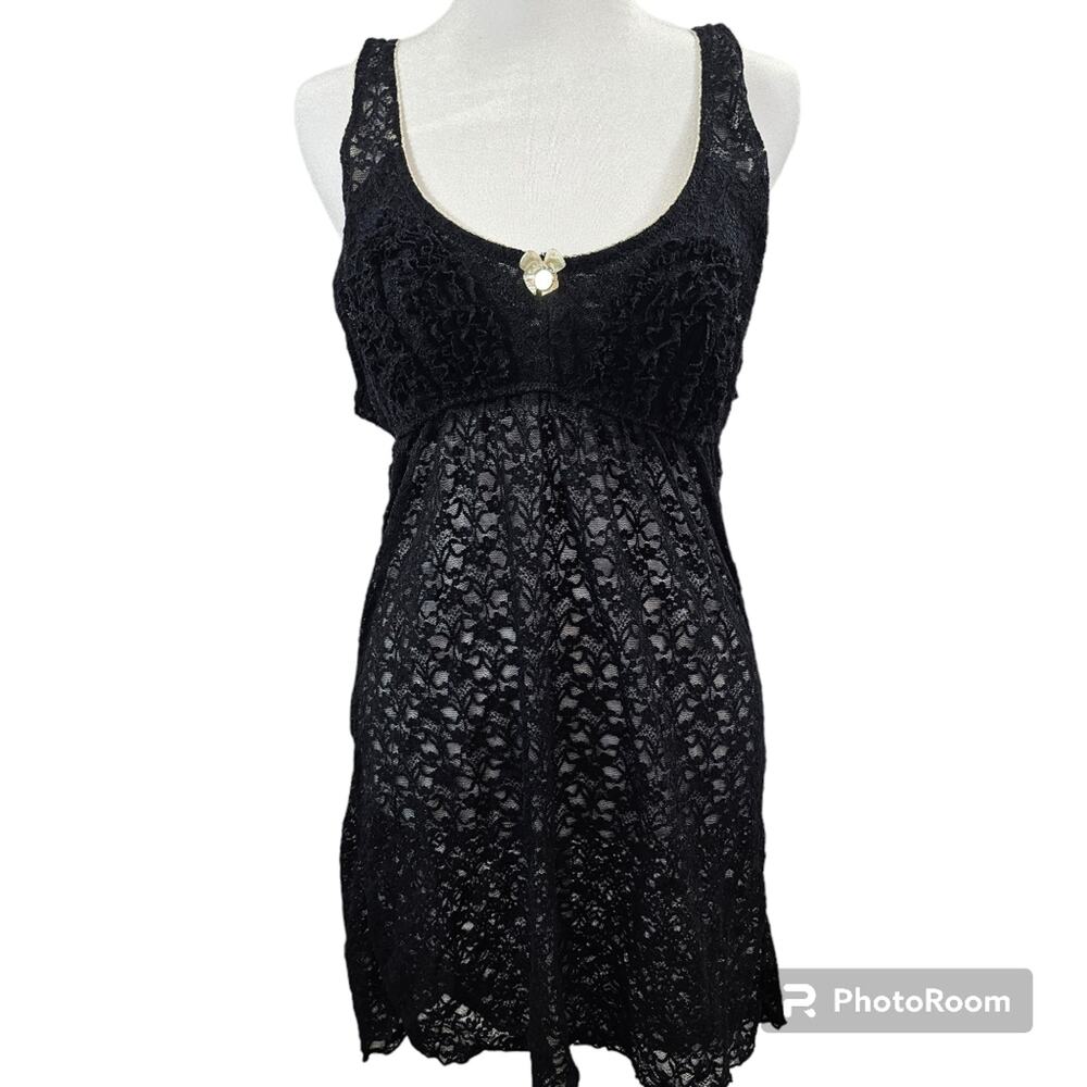Jessica Simpson Sexy Black Lace Slip Dress Nightie Lingerie Size M